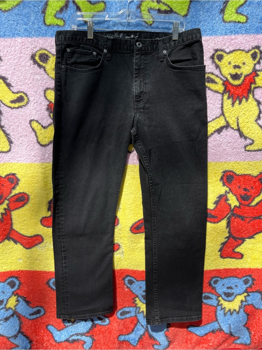 Vintage Eddie Bauer Men's Straight specially dyed Black Jeans pants 35X30